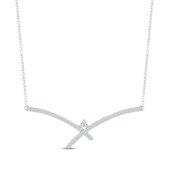 Kay Diamond Crossover V Necklace 1/3 ct tw Sterling Silver 18"