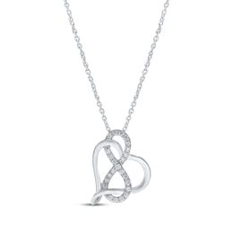 Diamond Heart Infinity Necklace 1/6 ct tw Sterling Silver 18"