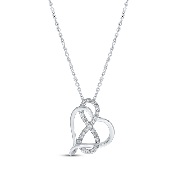Diamond Heart Infinity Necklace 1/6 ct tw Sterling Silver 18"