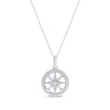 Thumbnail Image 1 of Baguette & Round-Cut Diamond Compass Necklace 1/5 ct tw 10K White Gold 18&quot;