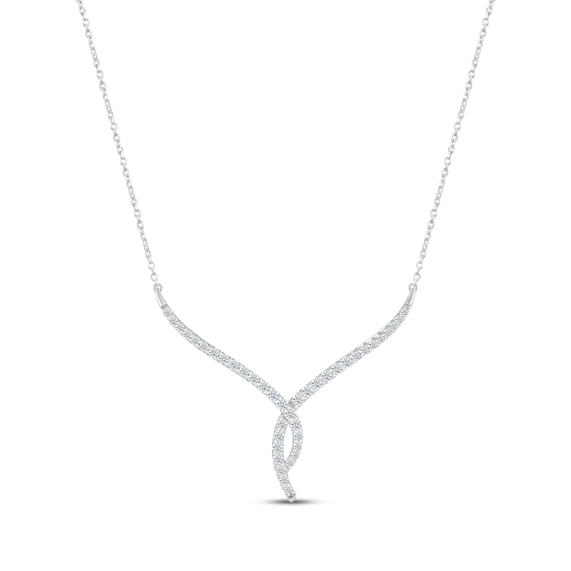 Diamond Twisted V Necklace 3/4 ct tw Sterling Silver 18"