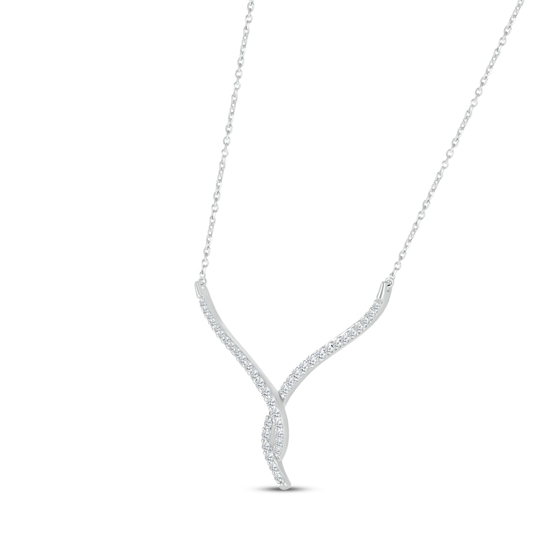 Diamond Twisted V Necklace 3/4 ct tw Sterling Silver 18"