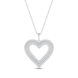 Diamond Heart Necklace 1 ct tw 10K White Gold 18"