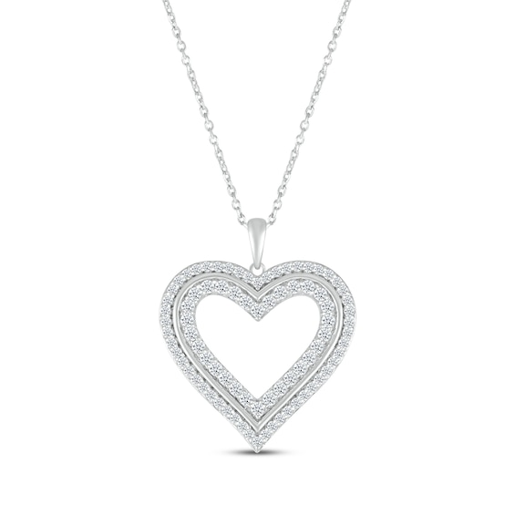 Diamond Heart Necklace 1 ct tw 10K White Gold 18"