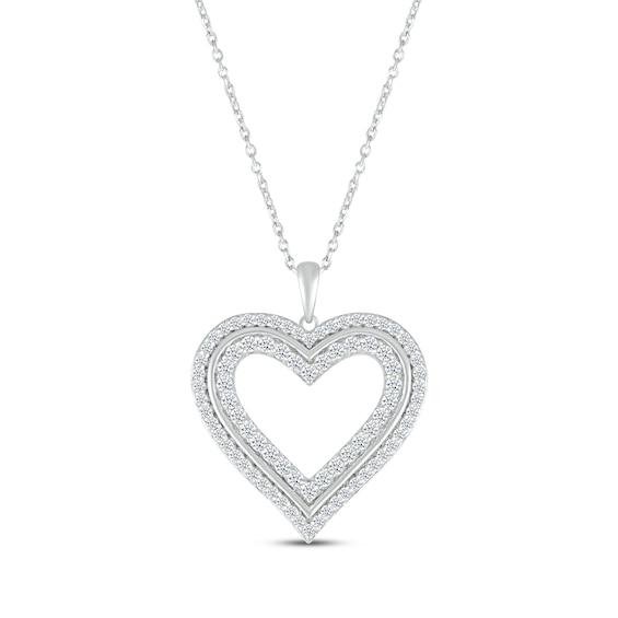 Diamond Heart Necklace 1 ct tw 10K White Gold 18"