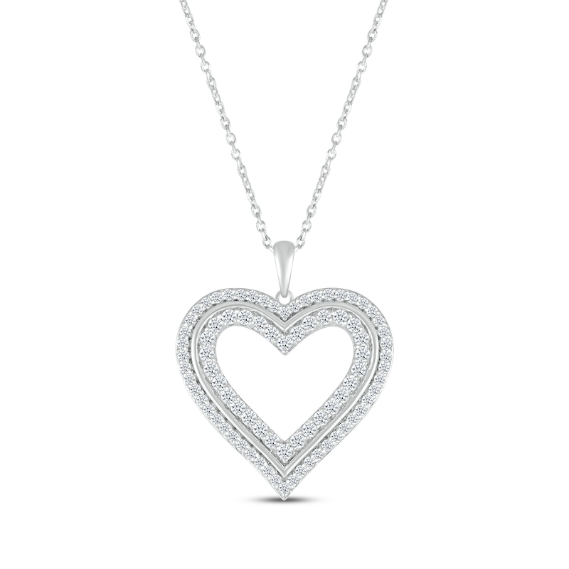 Main Image 1 of Diamond Heart Necklace 1 ct tw 10K White Gold 18&quot;