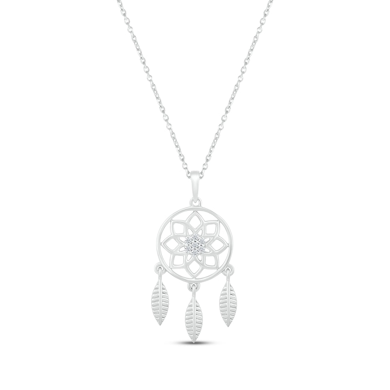 Main Image 1 of Diamond Dreamcatcher Necklace 1/20 ct tw Sterling Silver 18&quot;
