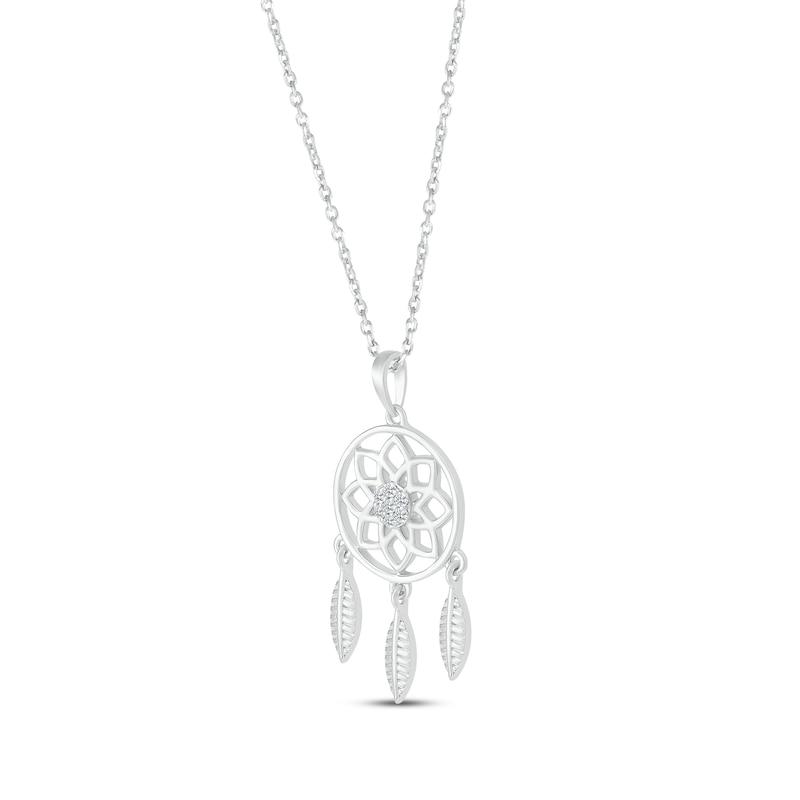 Main Image 2 of Diamond Dreamcatcher Necklace 1/20 ct tw Sterling Silver 18&quot;