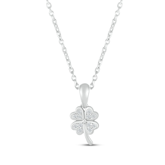 SILVER-TONE BLACK CLOVER NECKLACE