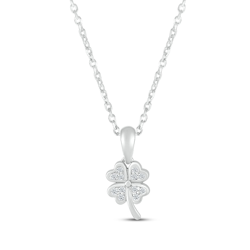 Diamond Four-Leaf Clover Necklace 1/20 ct tw Sterling Silver 18"