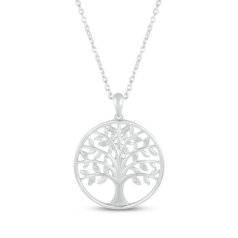 Main Image 1 of Diamond Family Tree Necklace 1/20 ct tw Sterling Silver 18&quot;