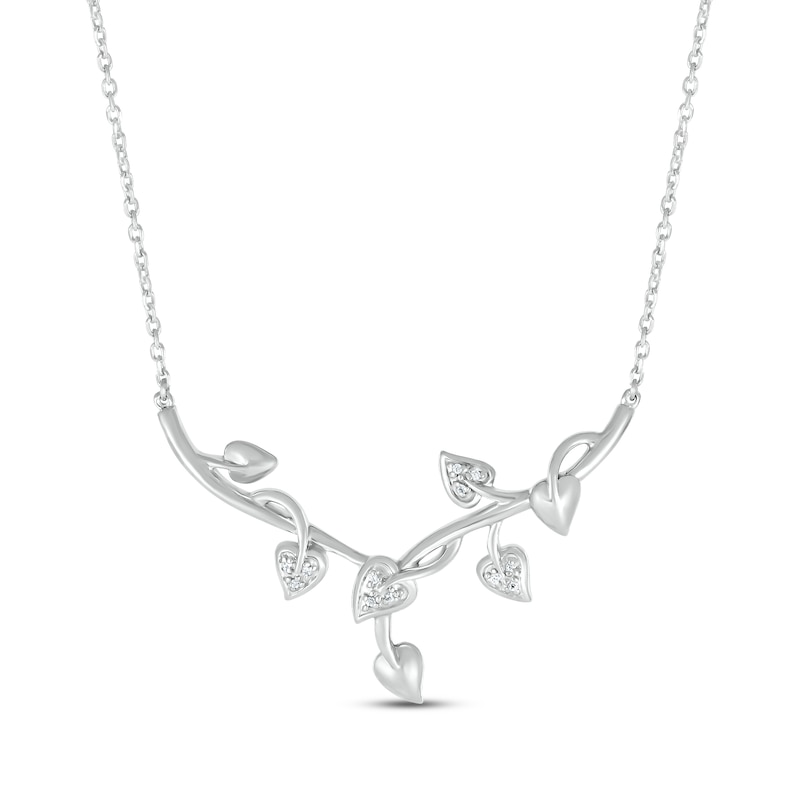 Main Image 1 of Diamond Climbing Vines Necklace Sterling Silver 18&quot;