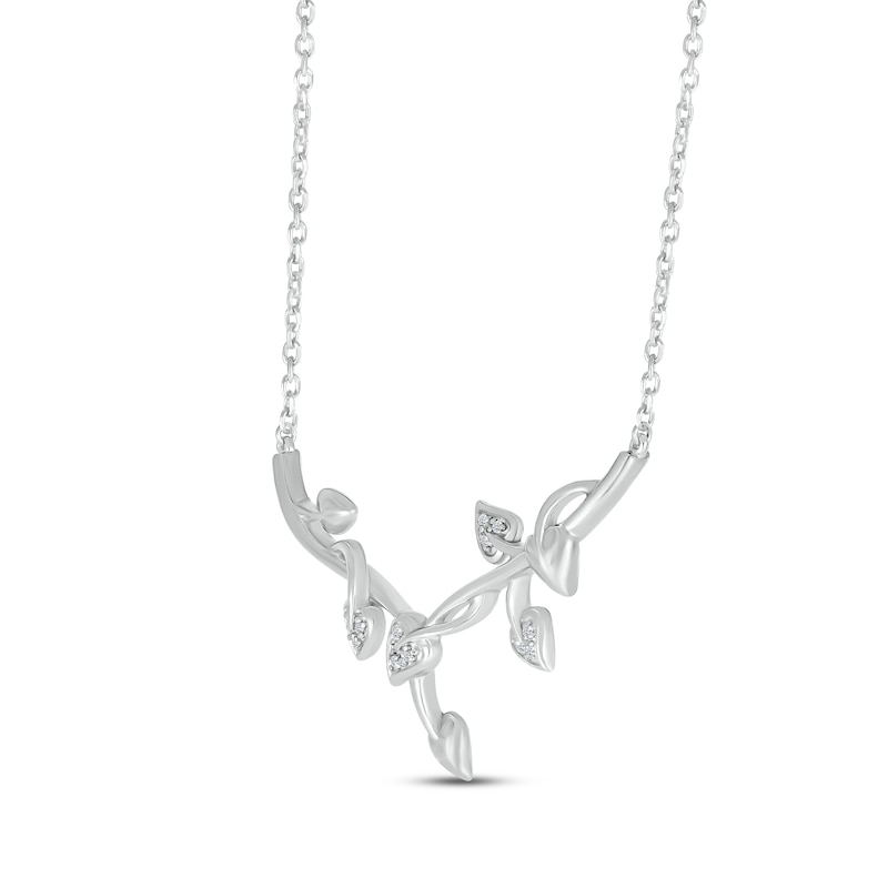 Main Image 2 of Diamond Climbing Vines Necklace Sterling Silver 18&quot;