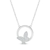 Thumbnail Image 1 of Diamond Butterfly Circle Necklace 1/10 ct tw Sterling Silver 18&quot;