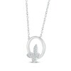 Thumbnail Image 2 of Diamond Butterfly Circle Necklace 1/10 ct tw Sterling Silver 18&quot;