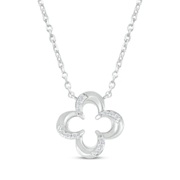 Diamond Open Clover Necklace 1/20 ct tw Sterling Silver 18"