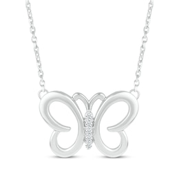 Diamond Butterfly Necklace 1/15 ct tw Sterling Silver