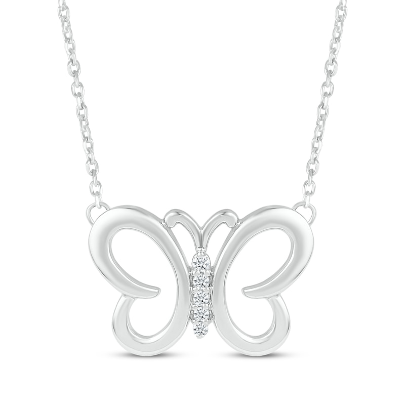 Main Image 1 of Diamond Butterfly Necklace 1/15 ct tw Sterling Silver