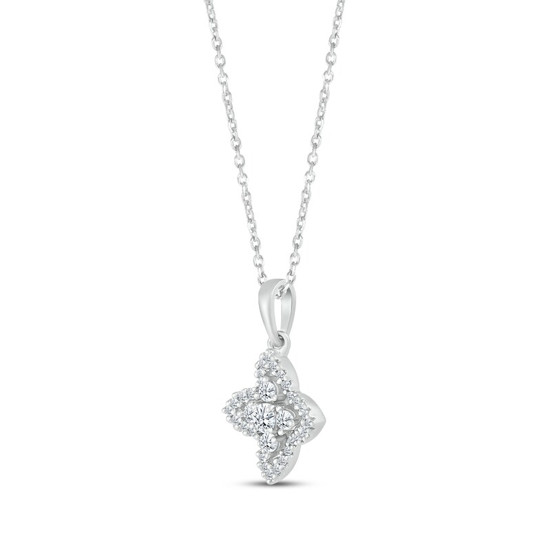 Main Image 2 of Diamond Star Flower Necklace 1/4 ct tw 10K White Gold 18&quot;