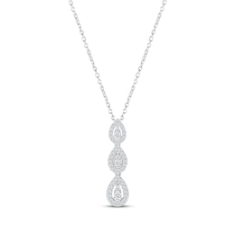 Diamond Three Teardrop Necklace 1/4 ct tw 10K White Gold 18"