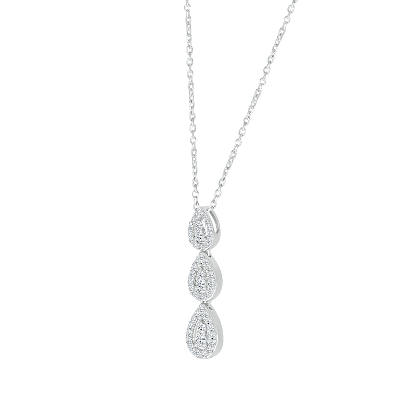 Main Image 2 of Diamond Three Teardrop Necklace 1/4 ct tw 10K White Gold 18&quot;