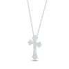 Thumbnail Image 1 of Diamond Flared Cross Necklace 1/4 ct tw 10K White Gold 18"