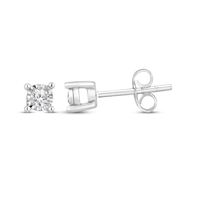 Diamond Solitaire Stud Earrings 1/6 ct tw Sterling Silver