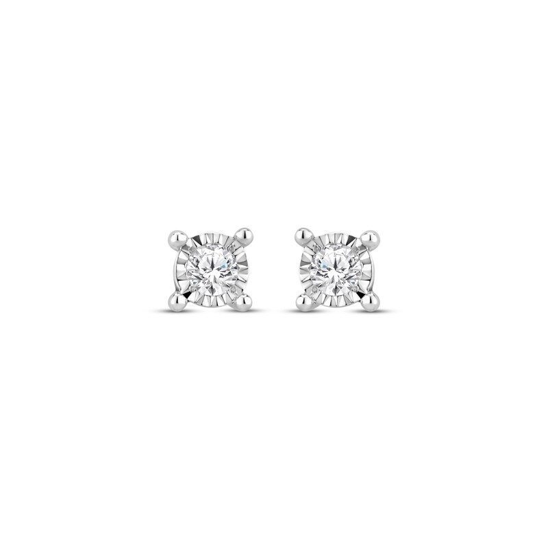 Diamond Solitaire Stud Earrings 1/6 ct tw Sterling Silver