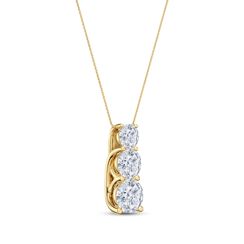 Diamond Graduated Three-Stone Drop Necklace 1 ct tw 14K Yellow Gold 18"