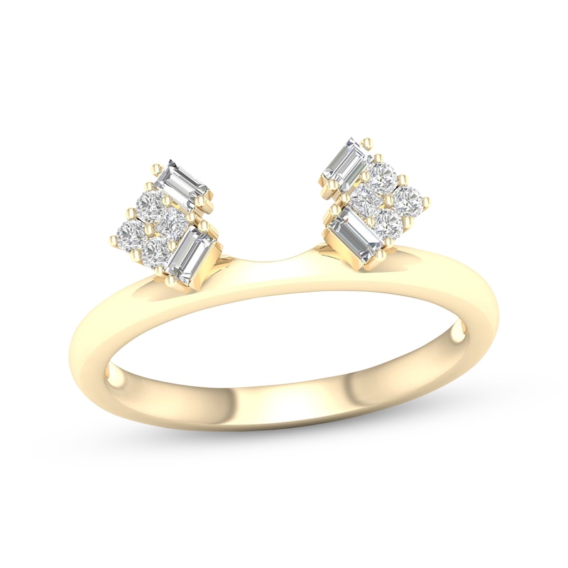 Baguette, Princess & Round-Cut Diamond Enhancer Ring 1/4 ct tw 14K Yellow Gold