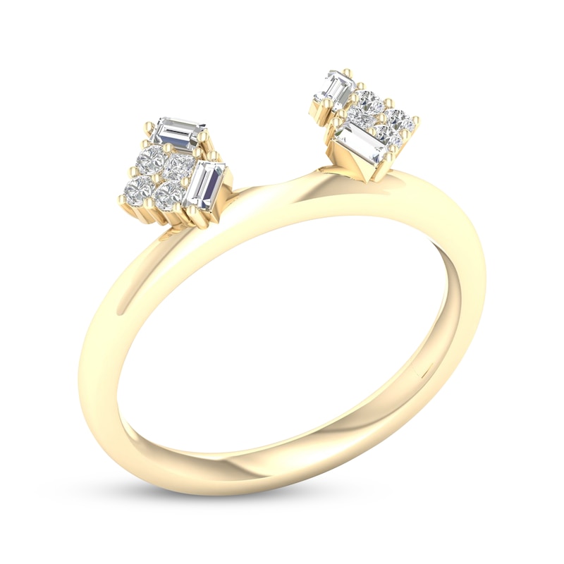 Baguette, Princess & Round-Cut Diamond Enhancer Ring 1/4 ct tw 14K Yellow Gold
