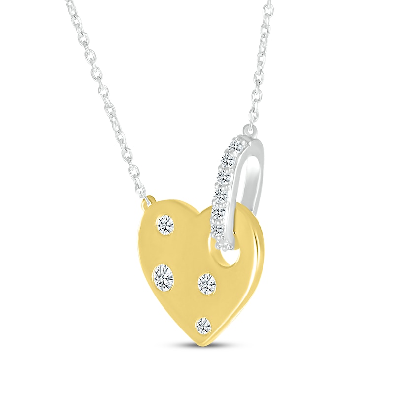 Main Image 2 of Diamond Bubbles Heart Necklace 1/8 ct tw Sterling Silver & 10K Yellow Gold 18"