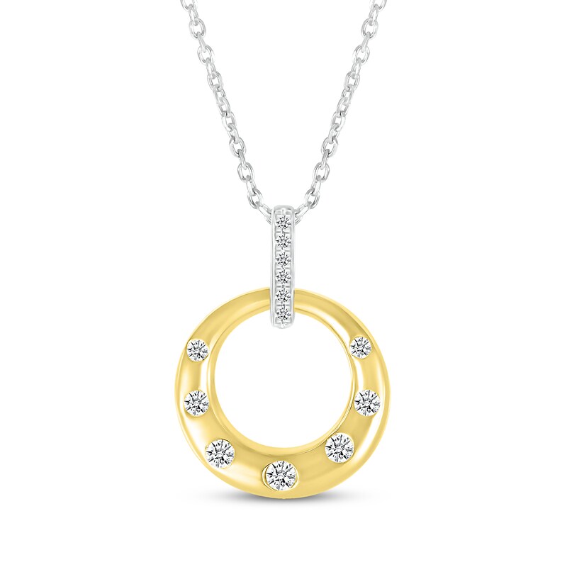Diamond Bubbles Circle Drop Necklace 1/8 ct tw 10K TwoTone Gold 18" Kay