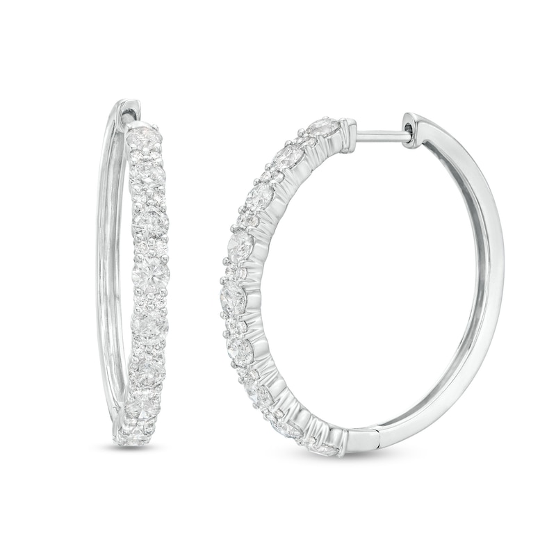 Diamond Hoop Earrings 2 ct tw 10K White Gold