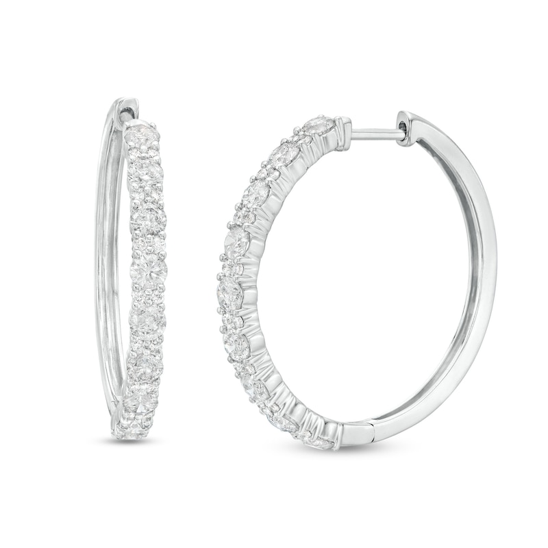 Main Image 1 of Diamond Hoop Earrings 2 ct tw 10K White Gold