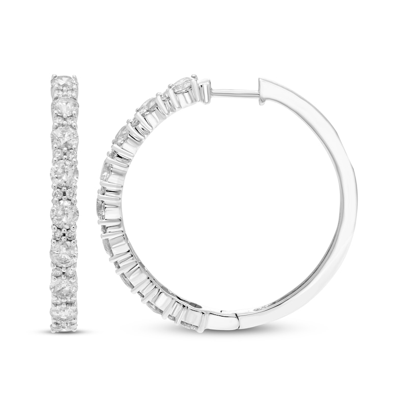Main Image 3 of Diamond Hoop Earrings 2 ct tw 10K White Gold