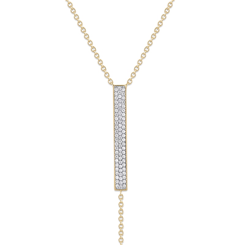 Diamond Lariat Bar Necklace 1/5 ct tw 10K Yellow Gold 18"