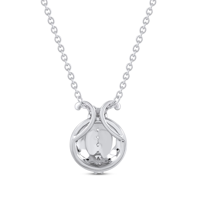 Black & White Diamond Ladybug Necklace 1/6 ct tw Sterling Silver 18"