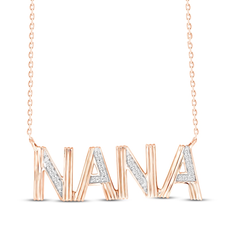 Main Image 1 of Diamond &quot;Nana&quot; Block Letter Necklace 1/20 ct tw 10K Rose Gold 18&quot;