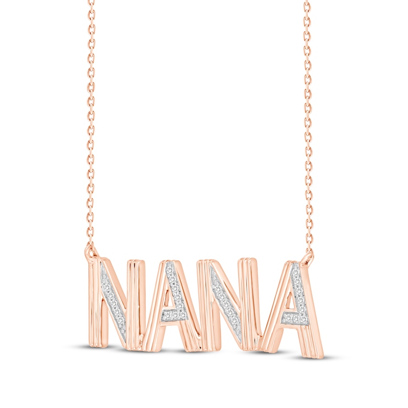 Main Image 2 of Diamond &quot;Nana&quot; Block Letter Necklace 1/20 ct tw 10K Rose Gold 18&quot;