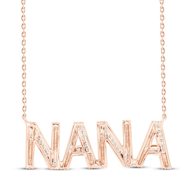 Main Image 3 of Diamond &quot;Nana&quot; Block Letter Necklace 1/20 ct tw 10K Rose Gold 18&quot;