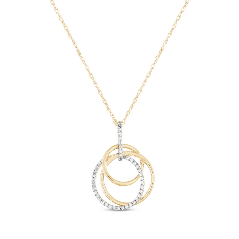 Main Image 1 of Diamond Linked Circles Necklace 1/8 ct tw 10K Yellow Gold 18&quot;