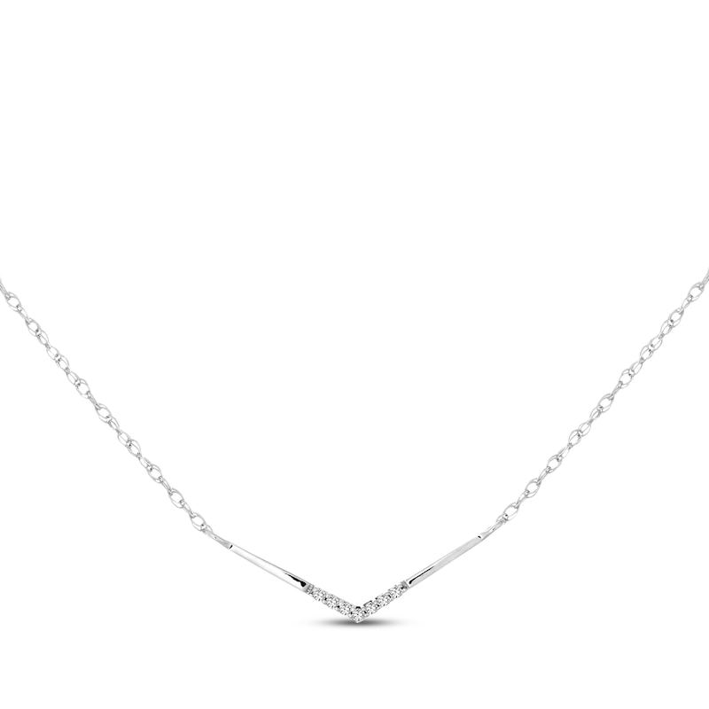 Main Image 1 of Diamond Chevron Necklace 10K White Gold 18&quot;