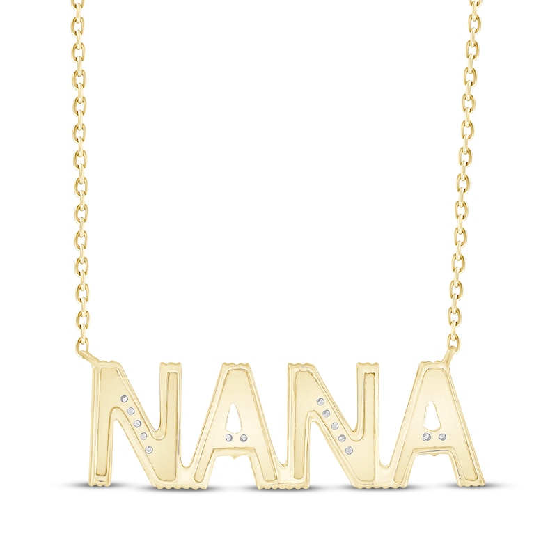 Main Image 3 of Diamond &quot;Nana&quot; Hearts Block Letter Necklace 1/20 ct tw 10K Yellow Gold 18&quot;