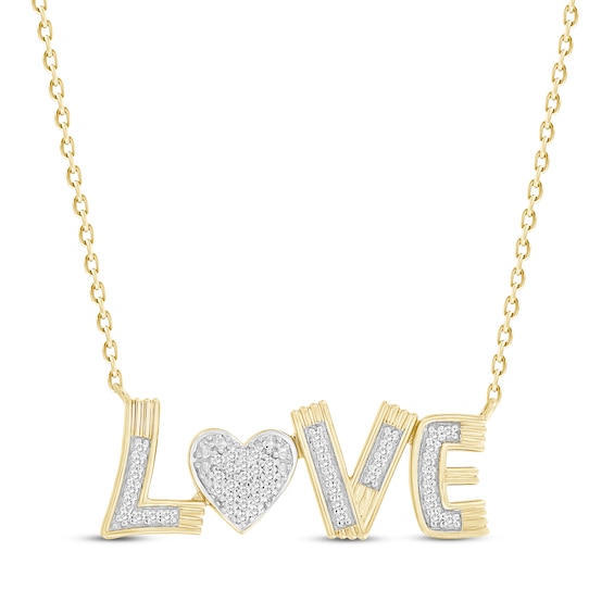 Diamond "Love" Heart Necklace 1/10 ct tw 10K Yellow Gold 18"