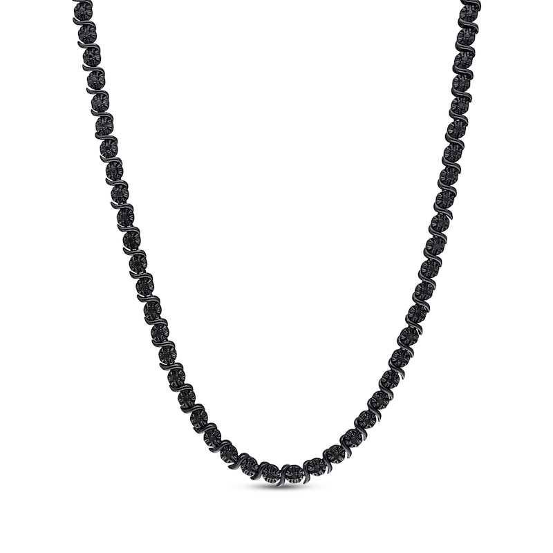 Black Diamond Tennis Necklace 1/2 ct tw Sterling Silver 17"