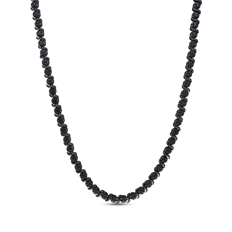Main Image 1 of Black Diamond Tennis Necklace 1/2 ct tw Sterling Silver 17&quot;