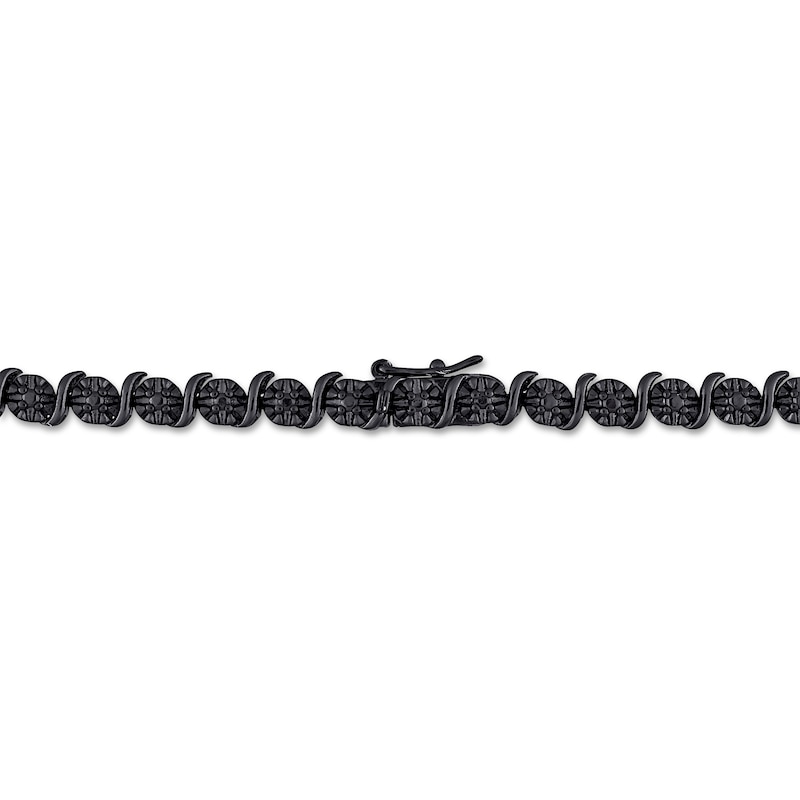 Main Image 2 of Black Diamond Tennis Necklace 1/2 ct tw Sterling Silver 17&quot;