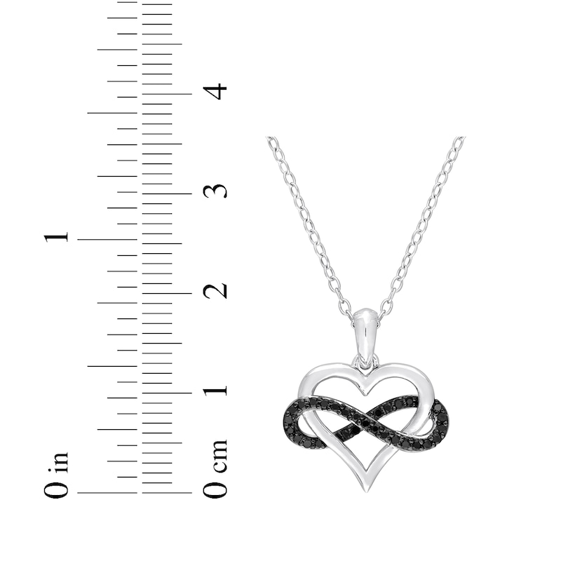 Main Image 2 of Black Diamond Heart Infinity Necklace 1/6 ct tw Sterling Silver 18&quot;