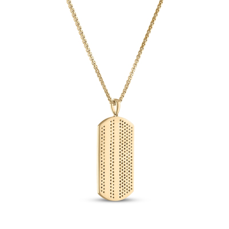 Main Image 2 of Men's Diamond Dog Tag Necklace 1-1/2 ct tw 10K Yellow Gold 20”